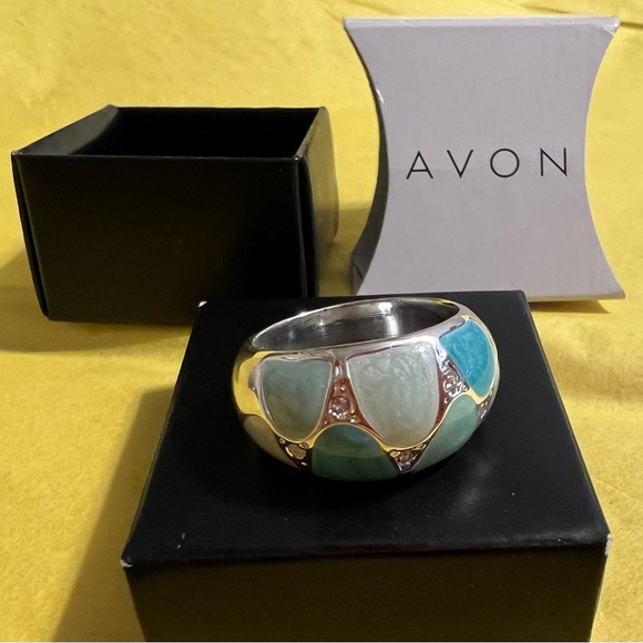 Turquoise and Silver colored Avon Ring NIP - Picture 1 of 2